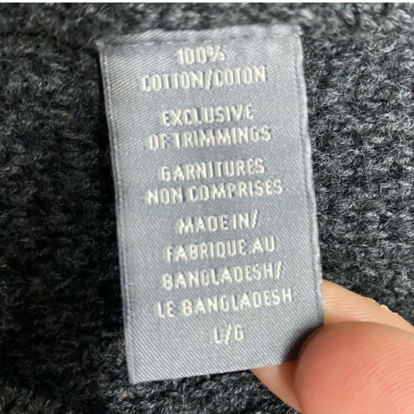 Denver Hayes Dark Grey Waffle Knit Full Zip Mock Neck Cardigan Sweater L - Picture 4 of 16